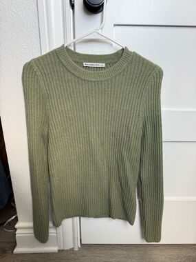 Abercrombie & Fitch Olive Ribbed Long-Sleeve Pullover Size Small